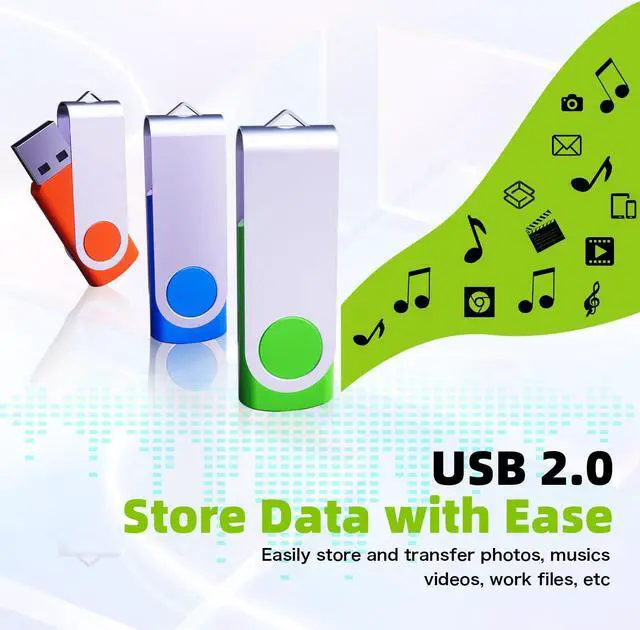 Alt view image 4 of 5 - 64GB Flash Drive 10 Pack, Wooolken USB 2.0 Thumb Drive Bulk Pen Drive Metal Swivel Memory Stick 64GB 10 Colors Multipack Value Zip USB Drives with Lanyard