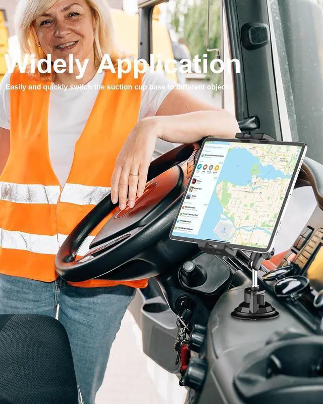 Alt view image 4 of 5 - woleyi Metal Tablet Holder for Car Mount - Heavy Duty Tablet & iPad Mount for Truck Dashboard Windshield with Super Suction Cup, for iPad Pro 12.9 Air Mini, Galaxy Tab, Z Fold, iPhone, 4.7-13" devices