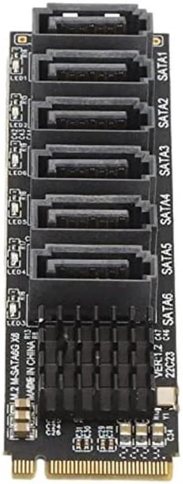 Main image of M.2 to SATA3.0 Adapter Card, 6Gbps M.2 PCIE to SATA Expansion Card, ASM1166 Chip Heat Dissipation 6 Port Expansion Interface Card with Smart Indicator