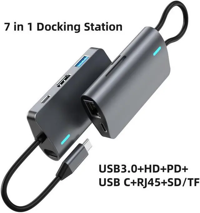 Alt view image 3 of 5 - 7-in-1 USB-C to HDMI Hub with Rj45 Port,1 USB-C 100W PD Charing, 1 USB-A 3.0, 1 USB-C, HDMI 4K, SD/TF for iPad Pro MacBook Pro Laptops