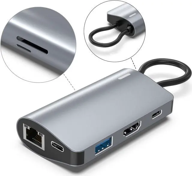 Alt view image 4 of 5 - 7-in-1 USB-C to HDMI Hub with Rj45 Port,1 USB-C 100W PD Charing, 1 USB-A 3.0, 1 USB-C, HDMI 4K, SD/TF for iPad Pro MacBook Pro Laptops