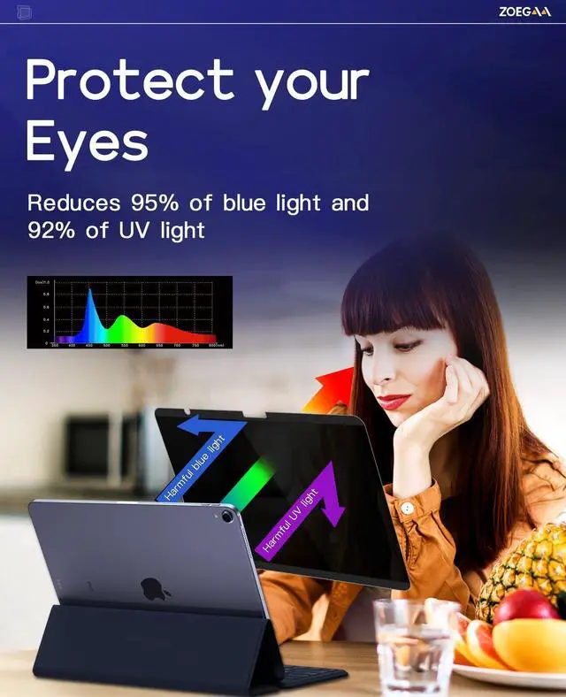 Alt view image 4 of 5 - ZOEGAA 360°4 Way Magnetic Privacy Screen Protector iPad 10th Generation, Removable & Reusable Anti Blue Light Glare Privacy Screen for iPad 10th Generation 10.9 Inch 2022 Release A2696/A2757/A2777