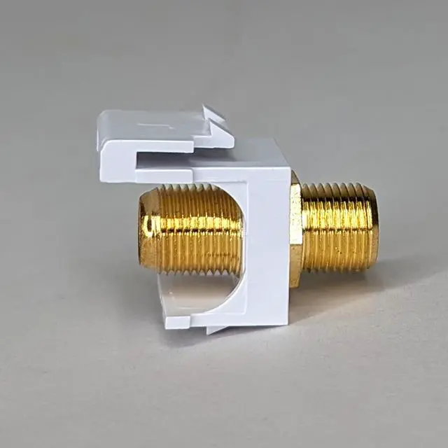 Alt view image 2 of 5 - ICC 2 GHz F-Type Keystone Jack with Gold Plated Coax Connector with White Inner Core, RG6 RG59 Cable Extender Female to Female, HD Style for Wall Plate in White, 25-Pack