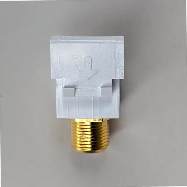 Alt view image 3 of 5 - ICC 2 GHz F-Type Keystone Jack with Gold Plated Coax Connector with White Inner Core, RG6 RG59 Cable Extender Female to Female, HD Style for Wall Plate in White, 25-Pack