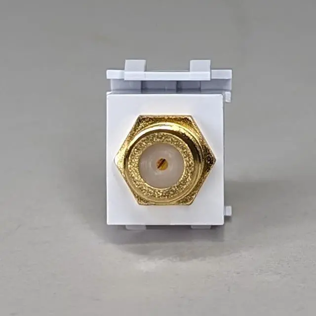 Alt view image 5 of 5 - ICC 2 GHz F-Type Keystone Jack with Gold Plated Coax Connector with White Inner Core, RG6 RG59 Cable Extender Female to Female, HD Style for Wall Plate in White, 25-Pack