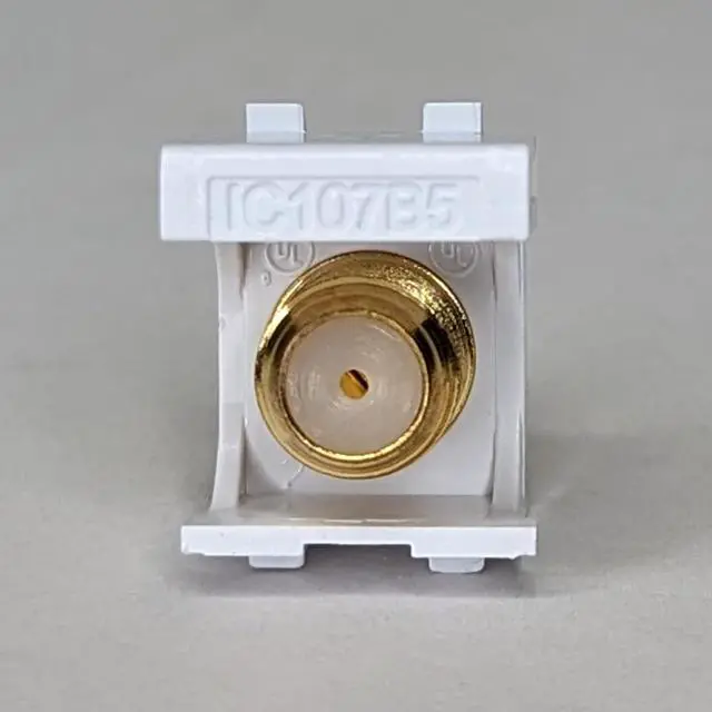 Alt view image 4 of 5 - ICC 2 GHz F-Type Keystone Jack with Gold Plated Coax Connector with White Inner Core, RG6 RG59 Cable Extender Female to Female, HD Style for Wall Plate in White, 25-Pack