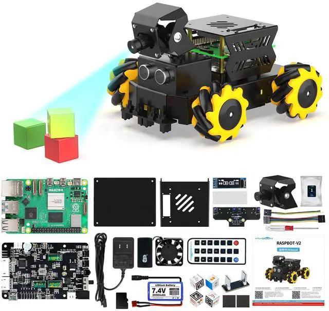 Main image of Yahboom Raspberry Pi5 Omnidirectional Moving Mecanum Wheel AI Vision ROS2 Robot,Autonomous Driving,Face Recognition,Tracking,Line Patrol,for 16+ 18+ Teenager Python C+ Projects (with RPi 5-8GB)