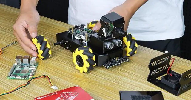 Alt view image 3 of 5 - Yahboom Raspberry Pi5 Omnidirectional Moving Mecanum Wheel AI Vision ROS2 Robot,Autonomous Driving,Face Recognition,Tracking,Line Patrol,for 16+ 18+ Teenager Python C+ Projects (with RPi 5-8GB)