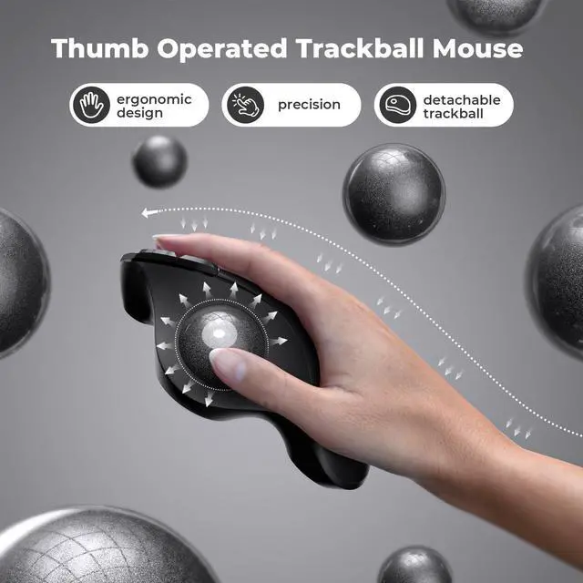 Alt view image 2 of 5 - seenda Wireless Trackball Mouse, Ergonomic Mouse Bluetooth - Rollerball Mouse Rechargeable, Multi Devices Connection Thumb Control Mouse Compatible for Mac/Android/Windows Computers - Black