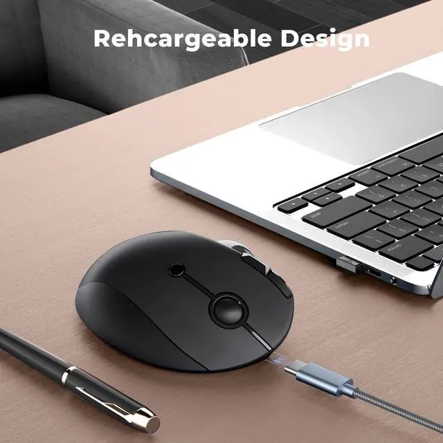 Alt view image 5 of 5 - seenda Wireless Trackball Mouse, Ergonomic Mouse Bluetooth - Rollerball Mouse Rechargeable, Multi Devices Connection Thumb Control Mouse Compatible for Mac/Android/Windows Computers - Black