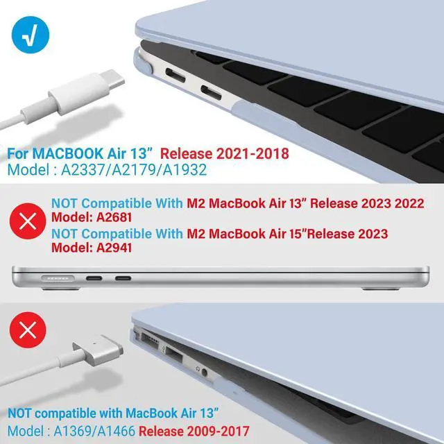 Alt view image 4 of 5 - IBENZER Compatible with New MacBook Air 13 inch Case 2022 2021 2020 M1 A2337 A2179 A1932, Hard Shell Case & Sleeve & Keyboard Cover & Type C for Mac Air 13 with Touch ID, Sierra Blue, MAT13-SIBL+3