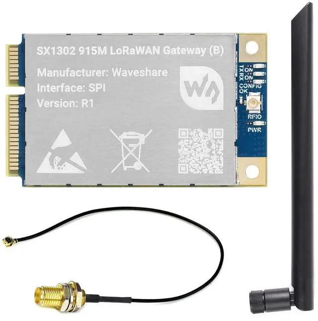 Main image of Waveshare SX1302 915M LoRaWAN Gateway Module Compatible with Raspberry Pi Standard Mini-PCIe Socket, Long Range Transmission, Large Capacity, Multi-Band Support