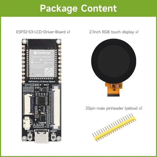 Alt view image 2 of 5 - Waveshare ESP32-S3 RGB LCD Driver Board, Equipped with 32-Bit 240MHz LX7 Dual-Core Processor, 8MB PSRAM and Flash, WiFi & Bluetooth Support, Comes with a 2.1inch RGB Round Touch Display