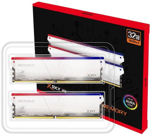 Alt view image 4 of 5 - V-Color DDR5 ROG Certified Manta XSky RGB 32GB (16GBx2) 7000MHz 2Gx8 CL36 1.45V SK Hynix IC Gaming RAM U-DIMM Silver (RTMXSL1670836SWK) (Intel XMP ASUS ROG Z790 Series Motherboard)
