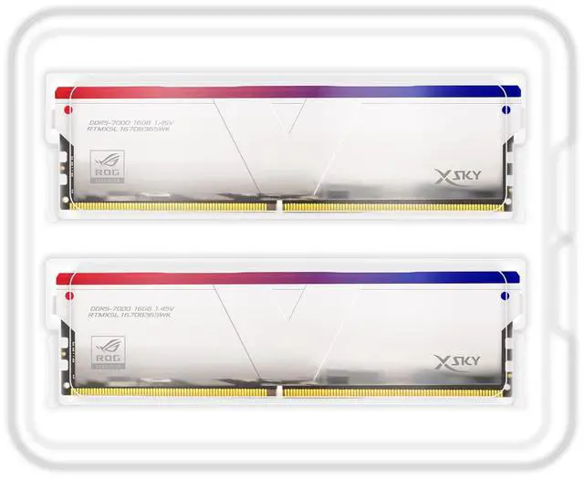 Alt view image 3 of 5 - V-Color DDR5 ROG Certified Manta XSky RGB 32GB (16GBx2) 7000MHz 2Gx8 CL36 1.45V SK Hynix IC Gaming RAM U-DIMM Silver (RTMXSL1670836SWK) (Intel XMP ASUS ROG Z790 Series Motherboard)