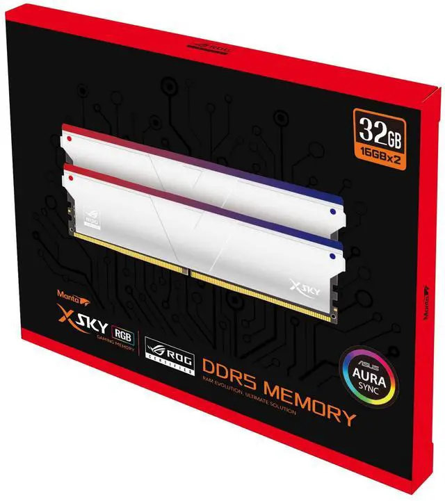 Alt view image 5 of 5 - V-Color DDR5 ROG Certified Manta XSky RGB 32GB (16GBx2) 7000MHz 2Gx8 CL36 1.45V SK Hynix IC Gaming RAM U-DIMM Silver (RTMXSL1670836SWK) (Intel XMP ASUS ROG Z790 Series Motherboard)
