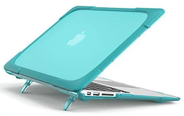 Alt view image 2 of 5 - Batianda Heavy Duty Case for Old MacBook Air 13 inch 2017 Model A1466/A1369,Shockproof Protective Cover with Fold Kickstand for Enhanced Durability & Keyboard Cover Screen Protector, Blue