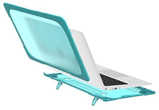 Alt view image 4 of 5 - Batianda Heavy Duty Case for Old MacBook Air 13 inch 2017 Model A1466/A1369,Shockproof Protective Cover with Fold Kickstand for Enhanced Durability & Keyboard Cover Screen Protector, Blue