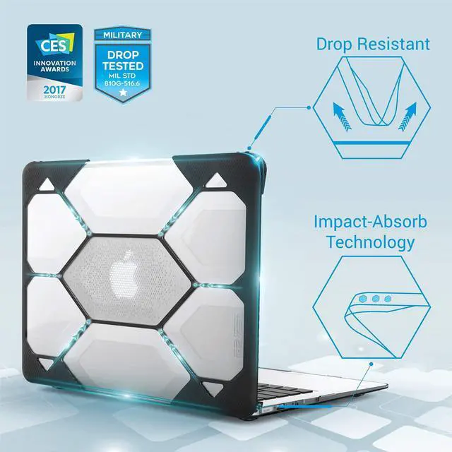 Alt view image 3 of 5 - IBENZER Compatible MacBook Air 13 Inch Case A1466 A1369, Heavy Duty Protective Hard Shell Case Cover for Apple Mac Air 13 Old Version 2017 2016 2015 2014 2013 2012 2011 2010, Clear, HA13CYCL