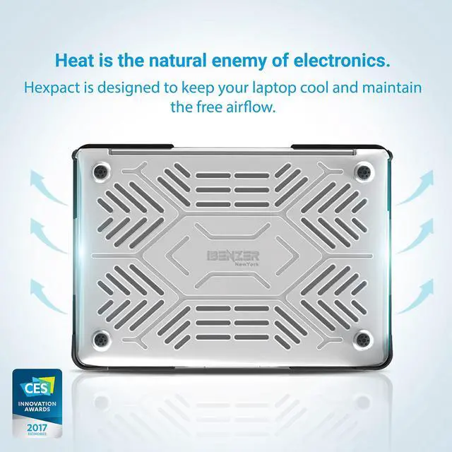 Alt view image 5 of 5 - IBENZER Compatible MacBook Air 13 Inch Case A1466 A1369, Heavy Duty Protective Hard Shell Case Cover for Apple Mac Air 13 Old Version 2017 2016 2015 2014 2013 2012 2011 2010, Clear, HA13CYCL