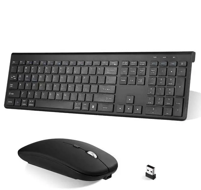 Main image of UrbanX Plug and Play Compact Rechargeable Wireless Bluetooth Full Size Keyboard and Mouse Combo for Samsung QN43Q60AAFXZA TV Supports Windows, macOS, iPadOS, Android, PC, Mac, Laptop, Tablet -Black