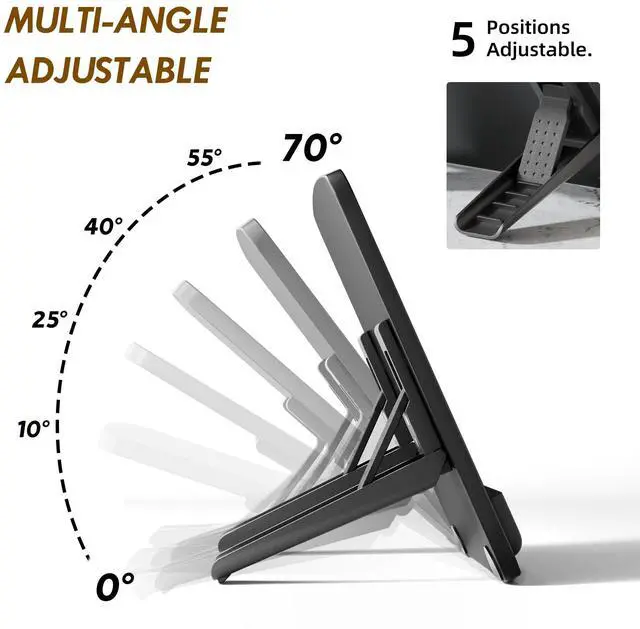 Alt view image 3 of 5 - AFOOYO Adjustable Graphics Tablet Holder for Desk - Foldable Portable Stand Compatible with Fire HD, Samsung Galaxy Tab, Wacom, XP-Pen and More - Fit 7-23.8 inches