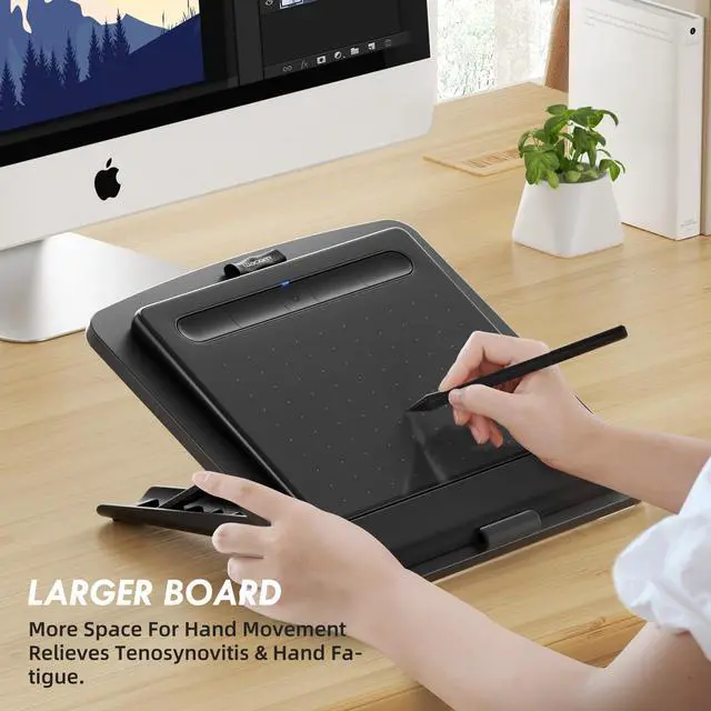 Alt view image 2 of 5 - AFOOYO Adjustable Graphics Tablet Holder for Desk - Foldable Portable Stand Compatible with Fire HD, Samsung Galaxy Tab, Wacom, XP-Pen and More - Fit 7-23.8 inches