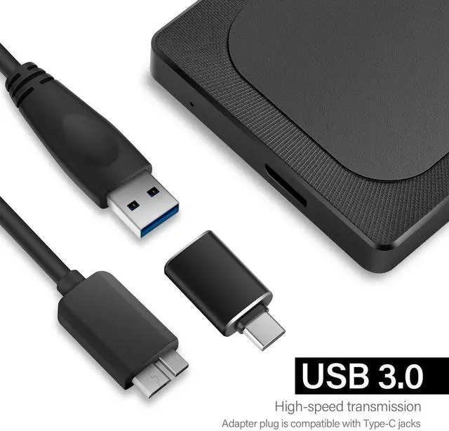 Alt view image 4 of 5 - Aiolo Innovation 1TB External Hard Drive Ultra Slim Portable HDD-USB 3.0 USB-C for PC, Mac, Laptop, PS4, Xbox one,Xbox 360