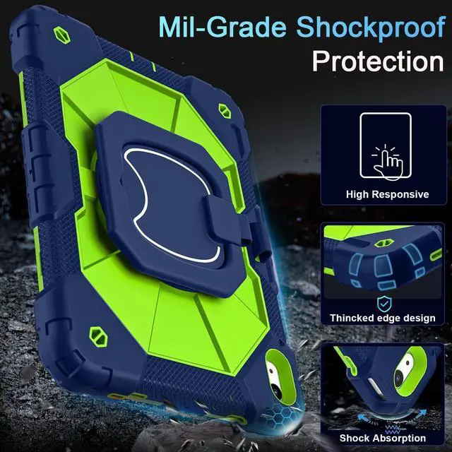 Alt view image 4 of 5 - Auizotl Case for iPad (A16) 11th/10th Generation 2025/2022,Heavy Duty Shockproof 10th Generation iPad Case with 360° Rotating Stand Screen Protector for i Pad 11.0/10.9 Inch Cover,Navy Green