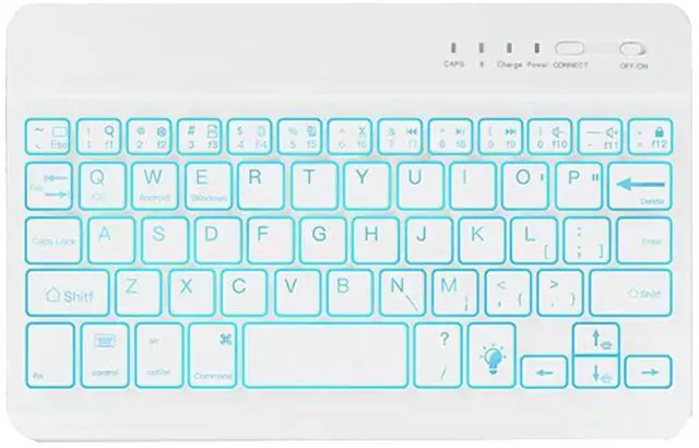 Main image of BlinkCat Portable Backlit Wireless Bluetooth Keyboard, [QWERTY-US Layout], 7-8" Universal Tablet Keyboard for iOS/Andriod/Windows/Other Bluetooth Devices, Built in Rechargeable Battery - White
