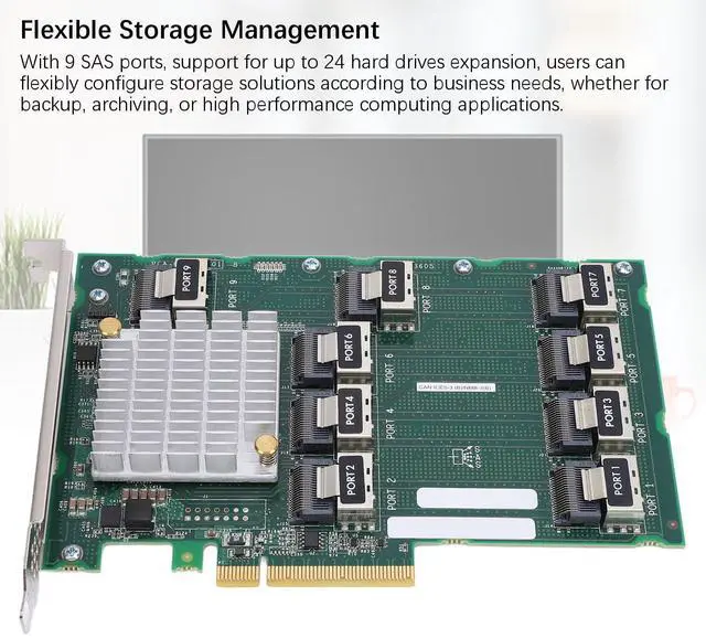 Alt view image 3 of 5 - SAS RAID Controller Card - AEC 83605 Support 24 Hard Drives Expansion, RAID Expander Card, 9 Ports PCIE X 8 Expander Card for Server DL380 388 G9 G10