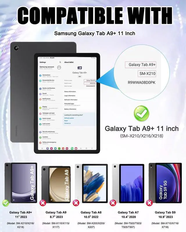 Alt view image 2 of 5 - BRAECN Case for Samsung Galaxy Tab A9+ Plus 11 2023 SM-X210/X216/X218, Heavy Duty Rugged Silicone Cover with Screen Protector, 360 Degree Rotating Stand, Stable Kickstand, Shoulder Strap, Navy Green