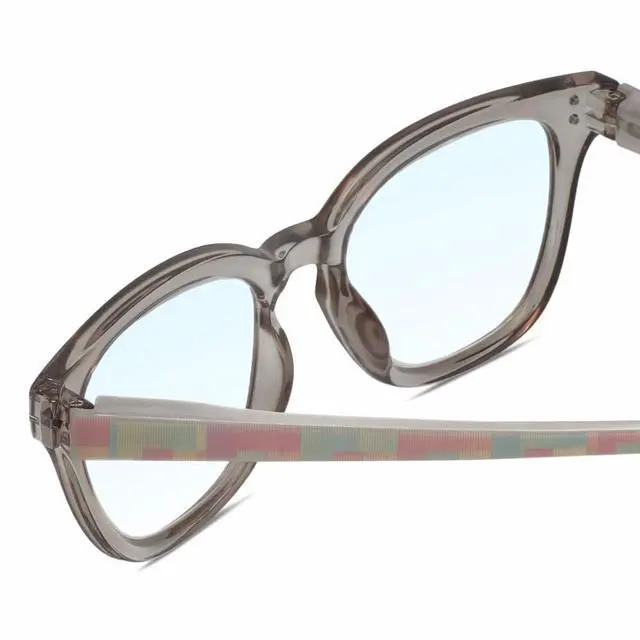 Alt view image 4 of 4 - Calabria R860 Blue Light Reading Glasses +3.50 Grey Crystal Pink Womens Trendy Eyeglass Work Gaming Computer Readers w/Case