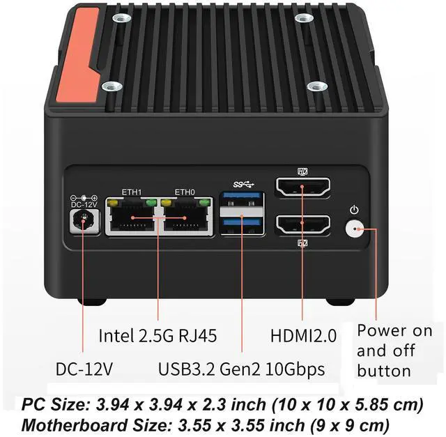 Alt view image 3 of 5 - StoneStorm 4-Bay NAS Mini PC Dual 2.5GbE i226-v LAN Ports, 12th Gen. N100 with DDR5 MAX 48GB, 4 M.2 NVMe 2280, Dual 4K Display, 2 USB3.2 10Gbps for Micro Firewall Router/Pocket Computer (Barebone)
