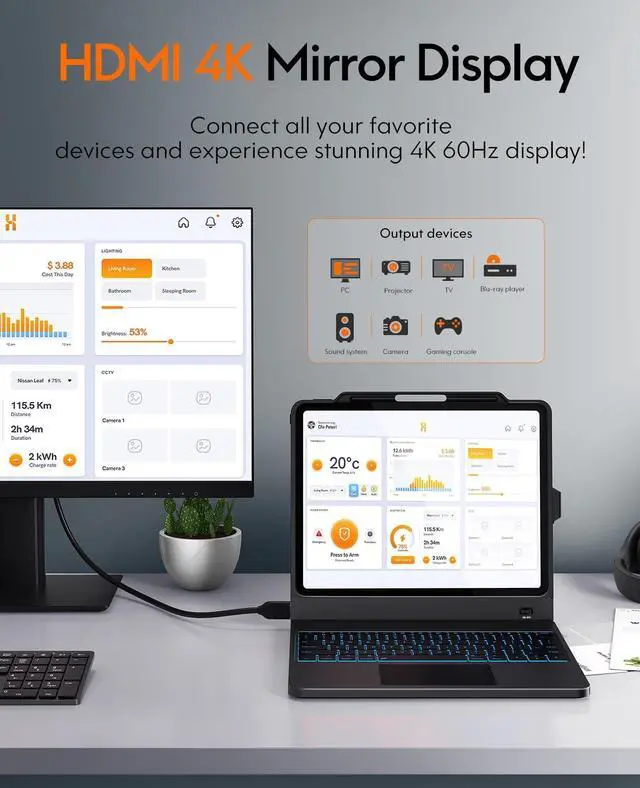 Alt view image 4 of 5 - CHESONA Keyboard Case for ipad pro 12.9 inch (6th, 5th, 4th, 3rd Gen-2022,2021,2020,2018)5-in-1 Hub Docking Station Keyboard case with HDMI/Multi-Gesture Touchpad / 7-Color BacklitBlack