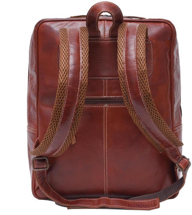 Alt view image 4 of 5 - CHAYELL Premium Full Grain Vintage Leather Backpack for Women & Men - 17 Inch Leather Laptop Backpack, Travel Backpack, Business Backpack, Rucksack Bag (Brown)