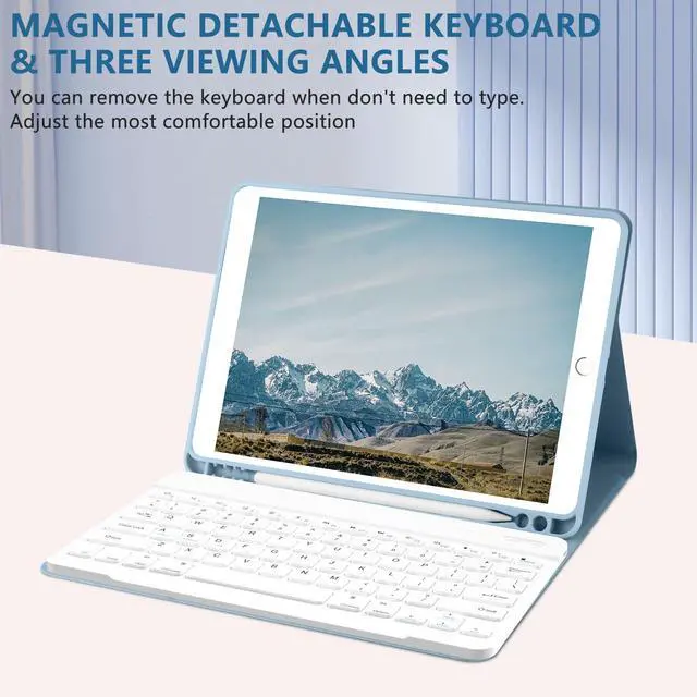 Alt view image 5 of 5 - for iPad 9th Gen 2021 Case with Keyboard, 10.2 inch, for iPad 8th/7th Gen/Air 3/Pro 10.5, Detachable Wireless Bluetooth Keyboard with Pencil Holder
