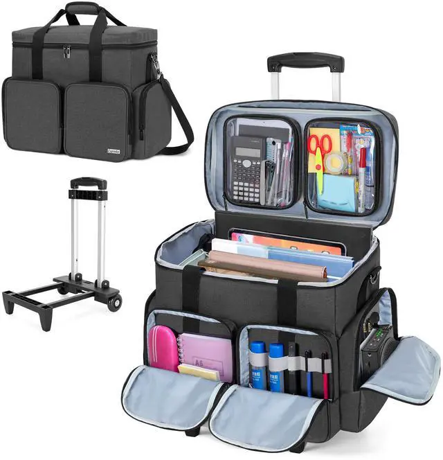 Alt view image 2 of 5 - CURMIO Teacher Bag with Wheels, Rolling Cart for Teachers, Rolling Briefcase with Accordion Organizer and 15.6" Laptop Sleeve