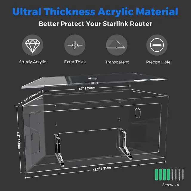 Alt view image 3 of 5 - CUHIOY Router Mount for Starlink Gen 3, Clear Acrylic Mesh Router Box Suitable for Wall Mount or Place on Table, Storage Case for Star Link V3 Mesh Wi-Fi System and Power Supply Accessories
