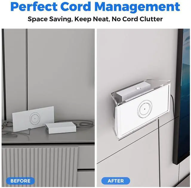 Alt view image 4 of 5 - CUHIOY Router Mount for Starlink Gen 3, Clear Acrylic Mesh Router Box Suitable for Wall Mount or Place on Table, Storage Case for Star Link V3 Mesh Wi-Fi System and Power Supply Accessories