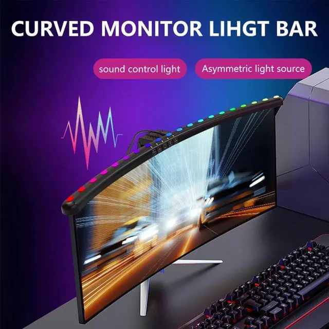 Alt view image 2 of 5 - Curved Monitor Light Bar, 3 Color Monitor Led Lights(3200k, 4500k, 6900k) with Touch Control, Timing, Dimmable RGB Monitor Light Bar for Gaming and Office