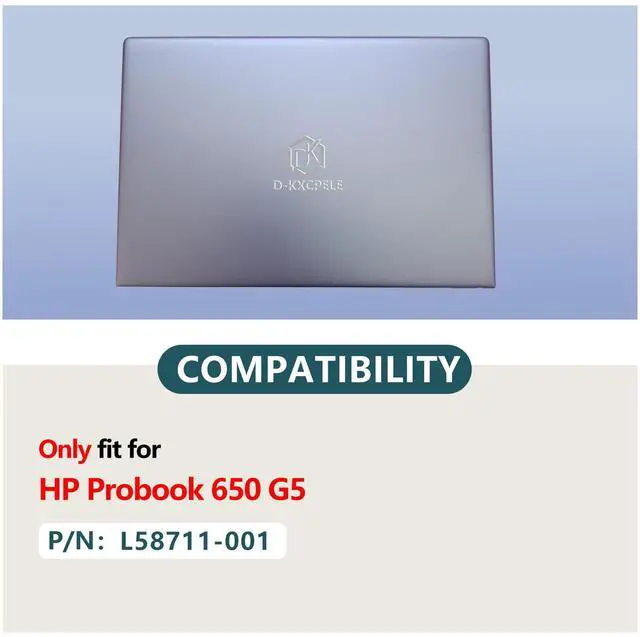 Alt view image 2 of 5 - D-KXCPELE Replacement Laptop LCD Cover Back Rear Top Lid for HP Probook 650 G5 Rear Cover L58711-001
