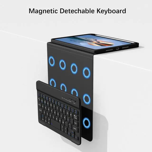 Alt view image 2 of 5 - Divufus Keyboard Case for iPad Mini 7th Generation (A17 Pro) 2024 / 6th Gen 2021 8.3 Inch [Magnetic Detachable Wireless Keyboard][Support 3 System] Flip Stand Case with Pencil Holder, Black