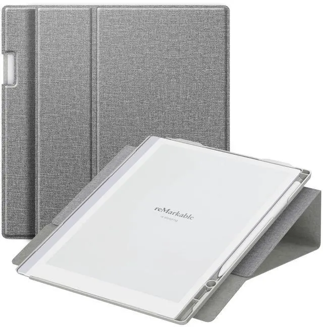 Main image of ENET-CASE Case for Remarkable 2 Paper Tablet- Multi-Viewing Adjustable Folding Book Folio Cover - with Built-in Pen Holder - for 10.3" 2020 Released (Gray)