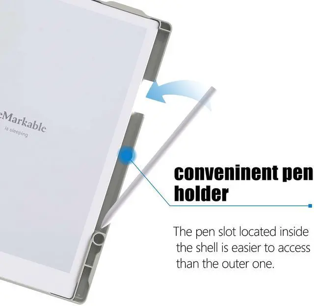 Alt view image 2 of 5 - ENET-CASE Case for Remarkable 2 Paper Tablet- Multi-Viewing Adjustable Folding Book Folio Cover - with Built-in Pen Holder - for 10.3" 2020 Released (Gray)