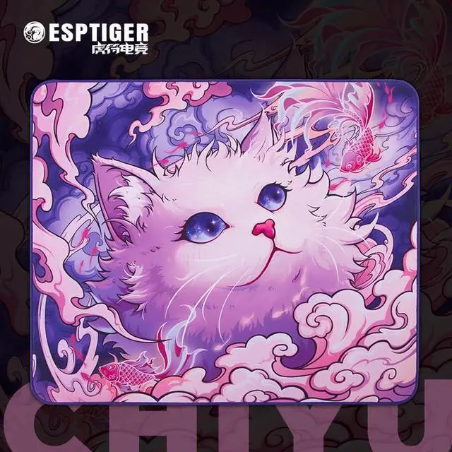 Alt view image 2 of 5 - Mouse Pads EspTiger Tang Dao Chi Yu GEM (480 x 400 x 4mm) Standard Size Polyurethane Base Superior Control Performance Extra Thick Large Cloth Gaming Mousepad  Multi-Color Cat Design