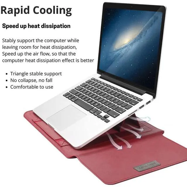 Alt view image 4 of 5 - Generic AOHC 13-14 inch (Midnight Green) Laptop Sleeve Case Laptop Stand Adjustable, Computer Shock Resistant Bag with Mouse Pad for MacBook, Window Surface