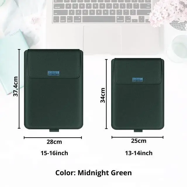 Alt view image 5 of 5 - Generic AOHC 13-14 inch (Midnight Green) Laptop Sleeve Case Laptop Stand Adjustable, Computer Shock Resistant Bag with Mouse Pad for MacBook, Window Surface
