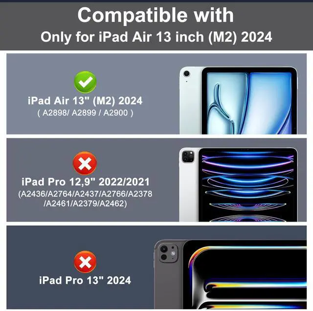 Alt view image 2 of 5 - FARYODI for iPad Air 13 inch Case Keyboard (M2) 2024, Compatible with iPad Air 13 inch, 7 Color Backlit, Wireless Detachable Keyboard, Auto Sleep/Wake, Smart Folio Cover with Pencil Holder, Black