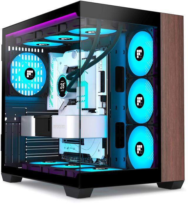 Main image of FOIFKIN M9 PC Case -Wood Walnut Front Pane, Pre-Installed 3 PWM ARGB Fan, ATX Mid-Tower Gaming PC Case, 270° Panoramic Glass, Type-C, Black, FOIFKIN (Black, 3 Fans)